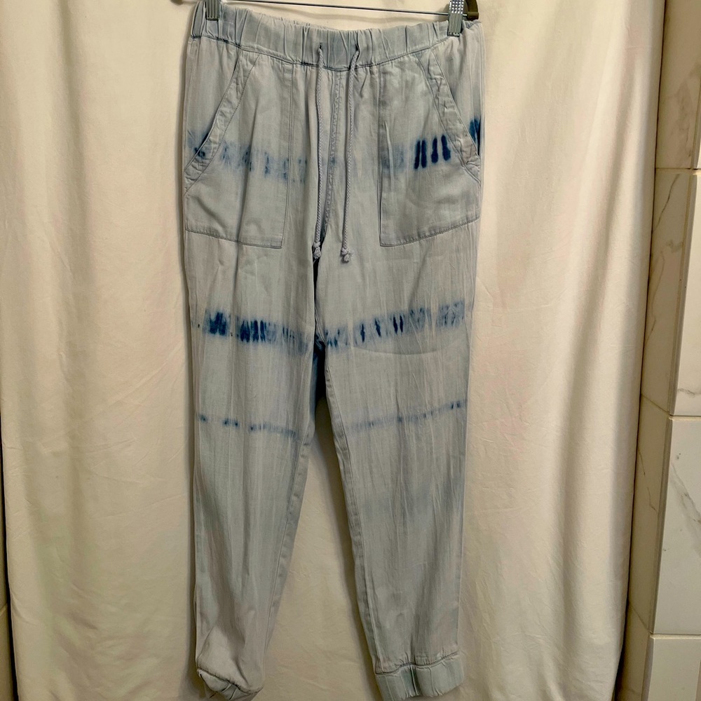 Aqua Blue & White Tye Die Jogger Style Pants S NWT